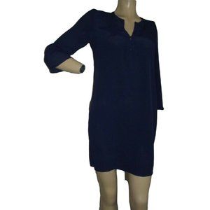 Express XS Navy Blue Rayon Crepe V-Neck ShirtDress x-small tunic shift dress